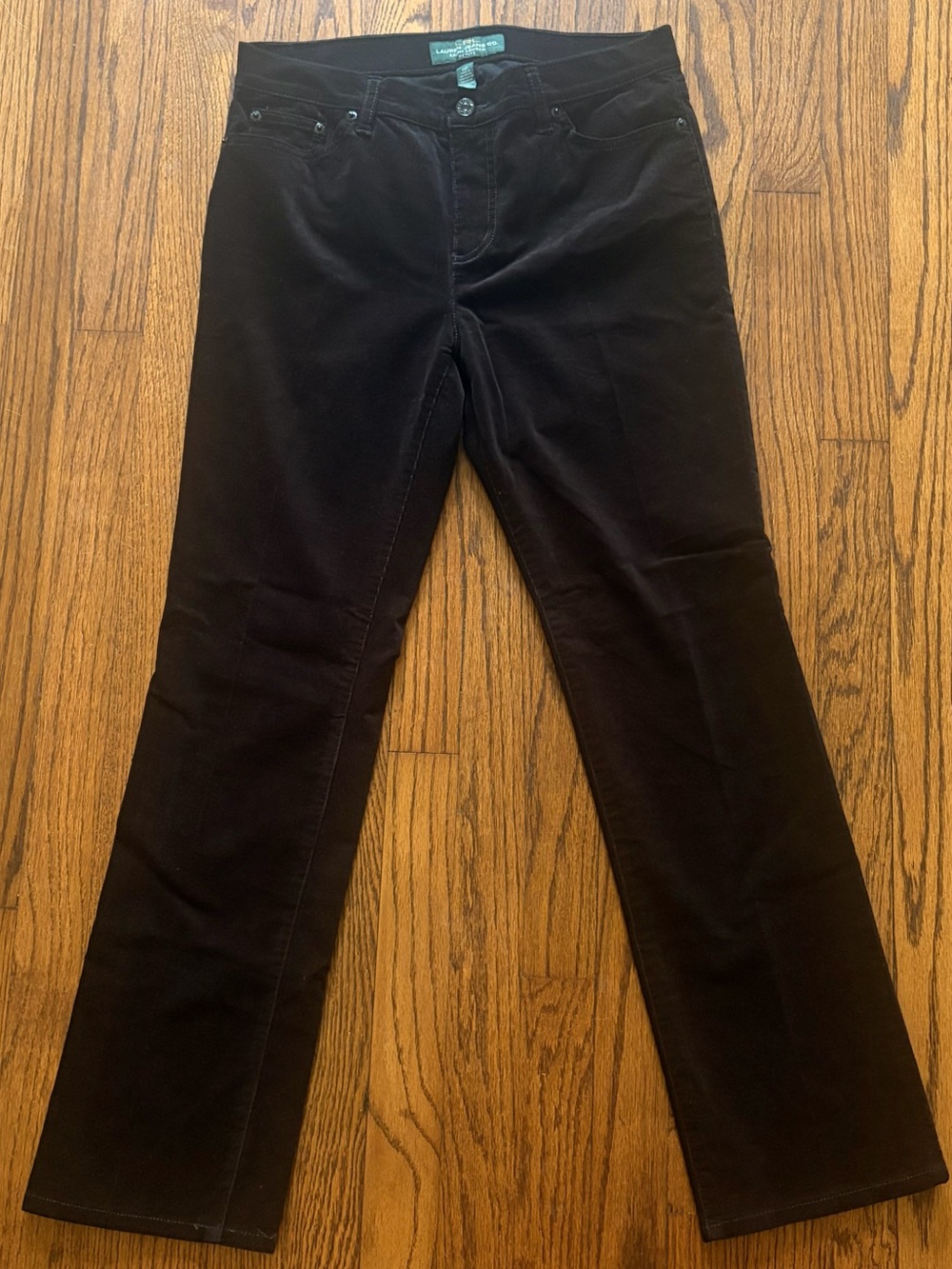 Lauren Jeans Co Ralph Lauren Black Corduroy Straight Leg Pants 10P Petite